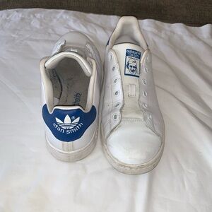 Adidas Originals Stan Smith White/ Blue Gently Loved No Laces